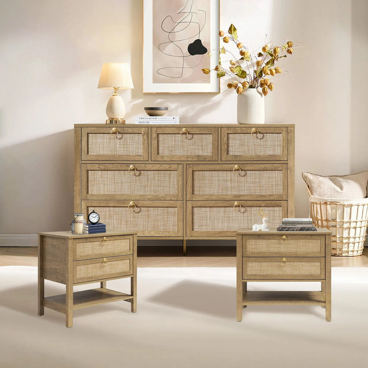 Terra Rattan Dresser and Nightstands Set