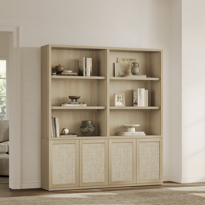 Zura Rattan Bookcase, 71 Inches Tall