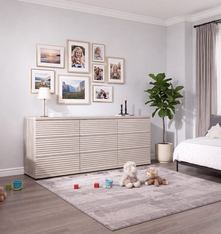 Stria Sideboard Cabinet with Storage, Set of 3