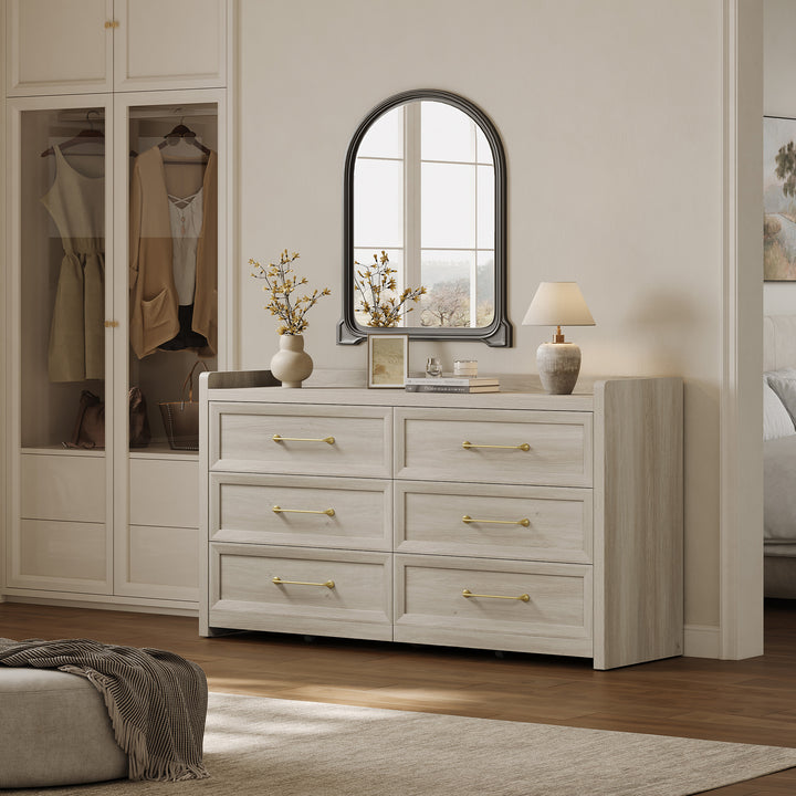 Helio White 6 Drawers Dresser