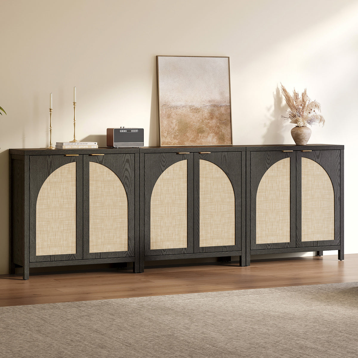 Savanna 85'' TV Stand with Arched Doors, Set of 3
