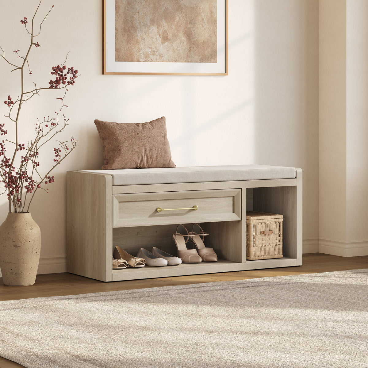 Helio Shoe Bench for Entryway Storage，Set of 2