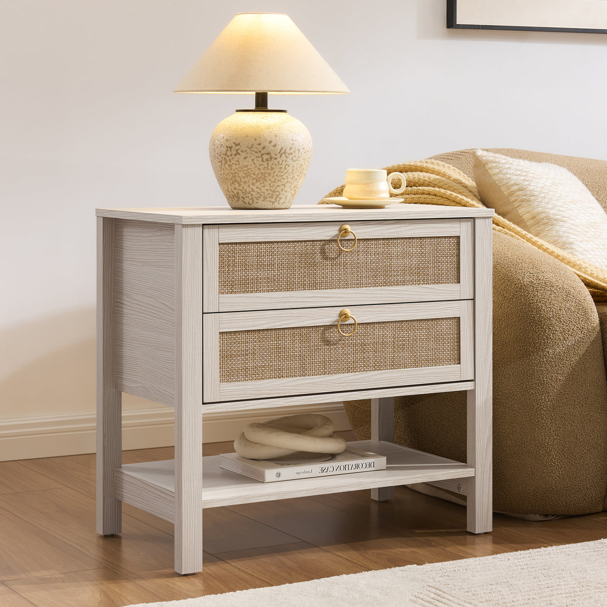 Terra White Nightstand, 25.6Inch Height