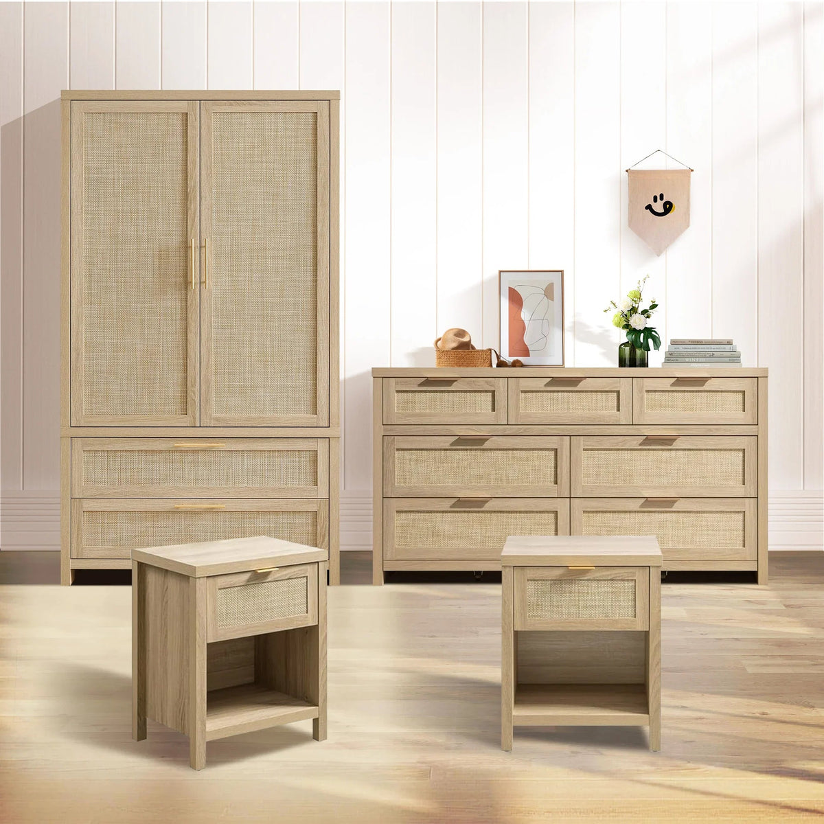 Savanna Set of 2 Wardrobes, Dresser, Nightstands Set