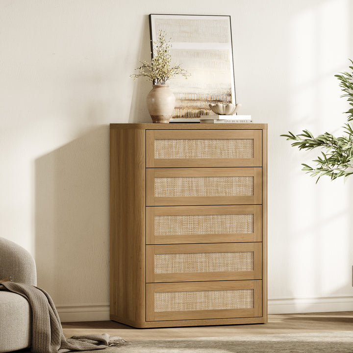 Zura Rattan Dresser, 5 Drawers