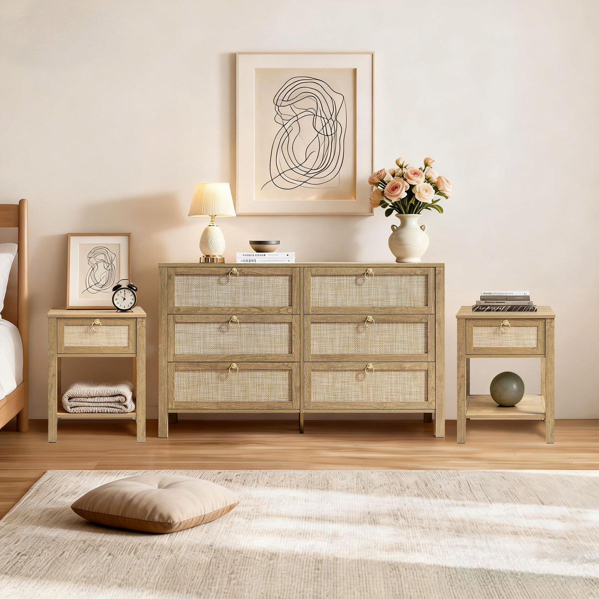 Terra 6 Drawers Dresser and Nightstands Set