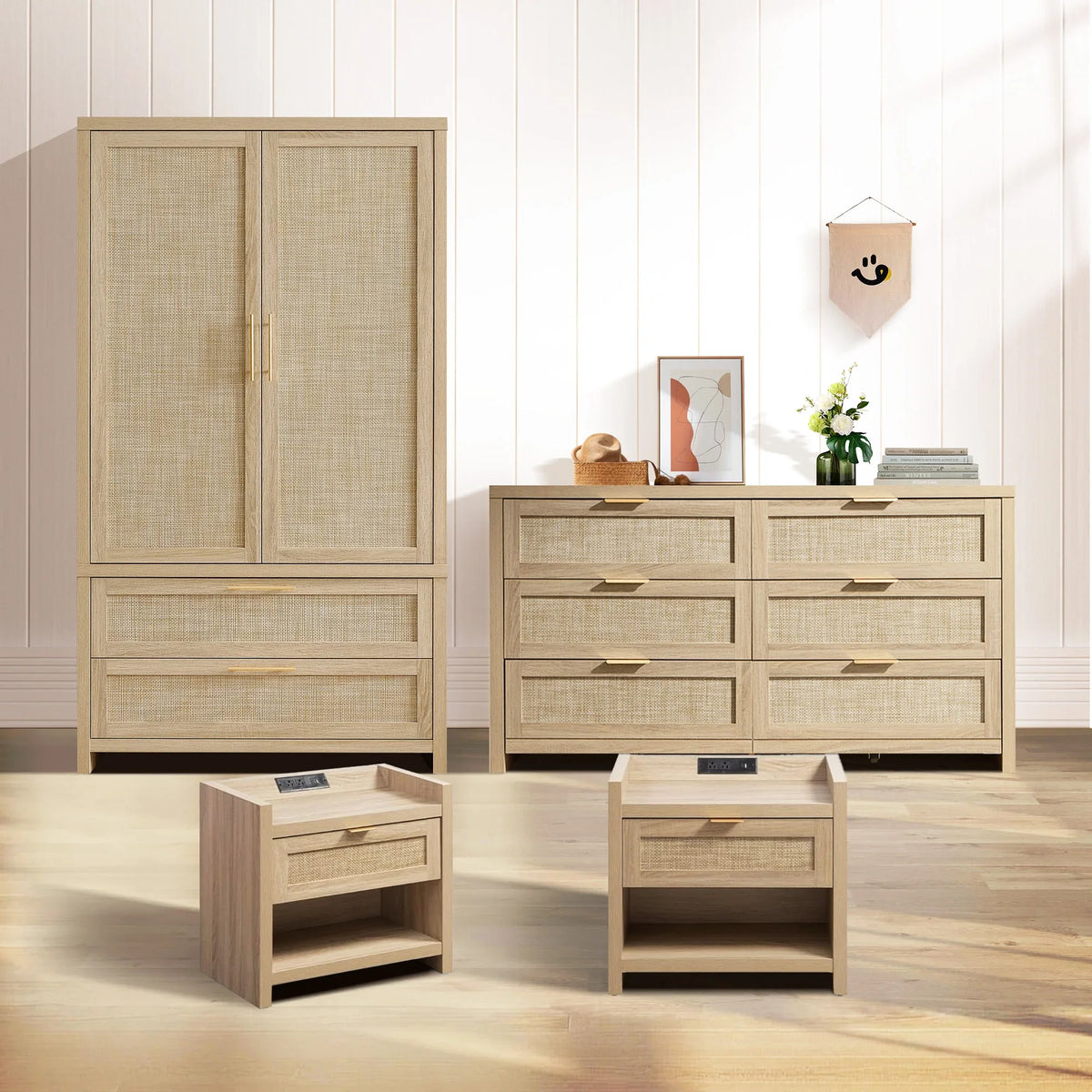 Savanna Dresser, Wardrobe and Night Tables with Charger Set
