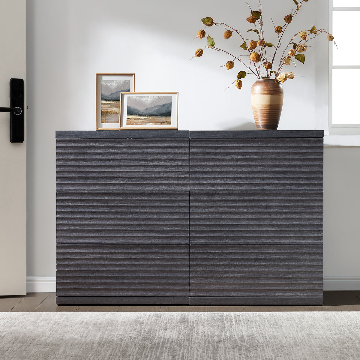 Stria Fluted Media Console Cabinet for TV, Set of 2