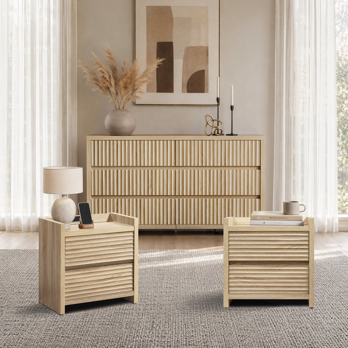 Prelude Bedroom Sets with Horizontal Slat Nightstands