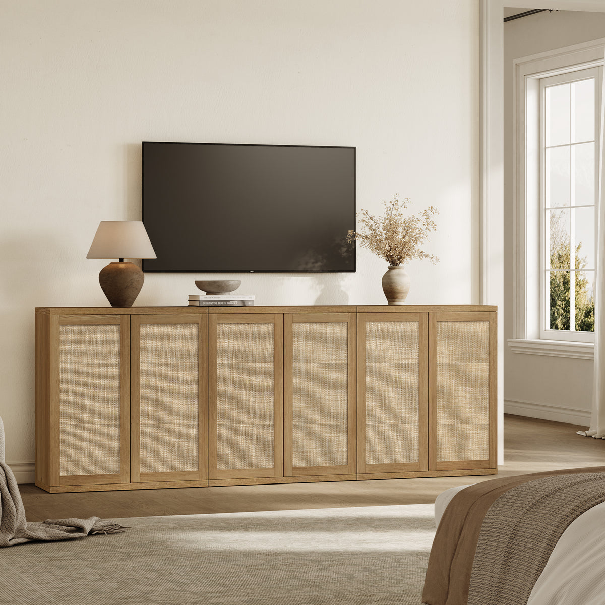Zura Rattan Sideboard, 2 Doors, Set of 3