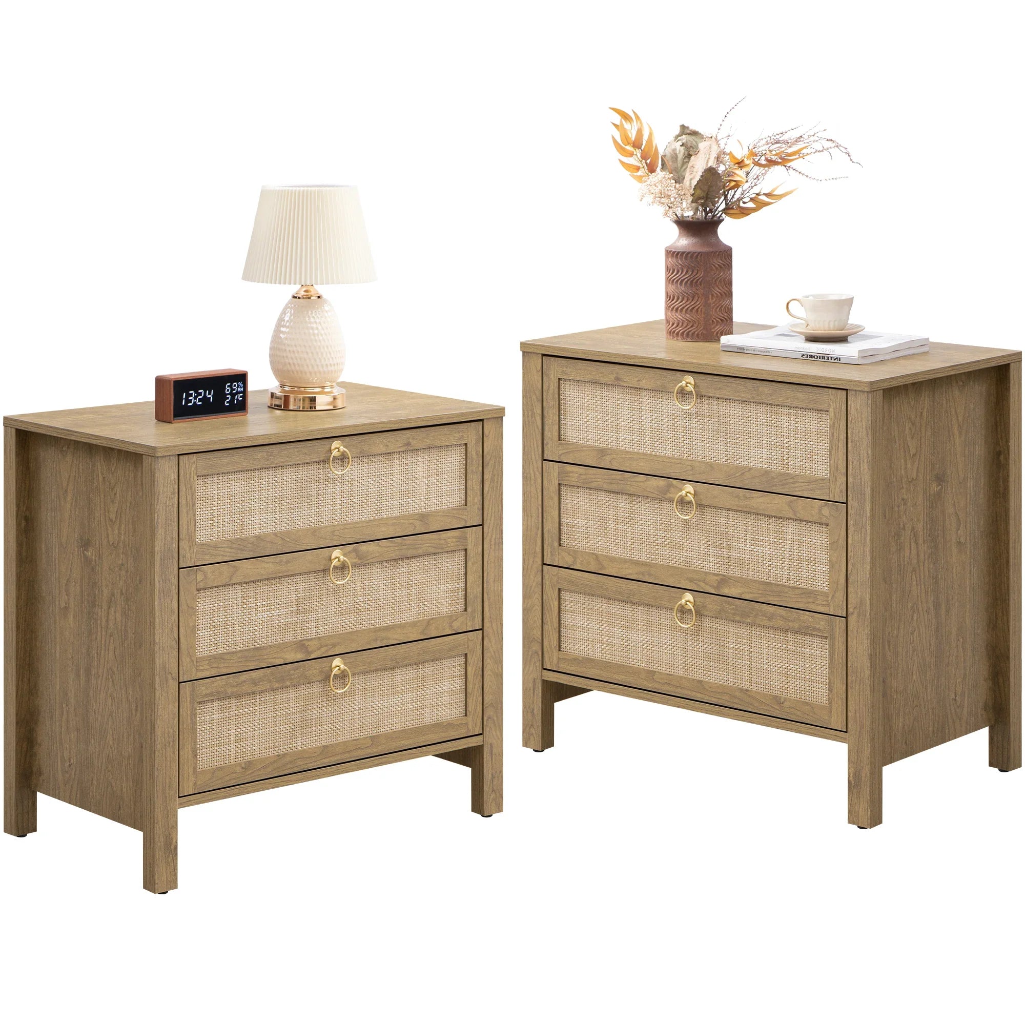 Terra 4 Doors Sideboard and 3 Drawers Nightstands Set