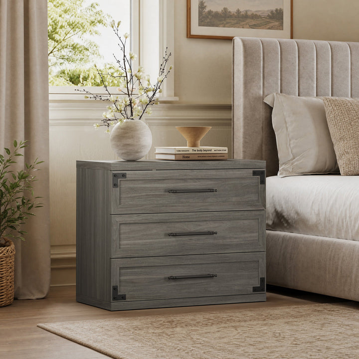 Willow 3-Drawers Nightstands Set - 2 Pieces - Oak Brown