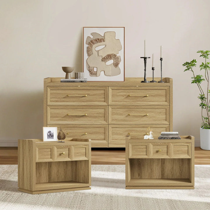 Helio 6-Drawer Dresser and Large Nightstands Set