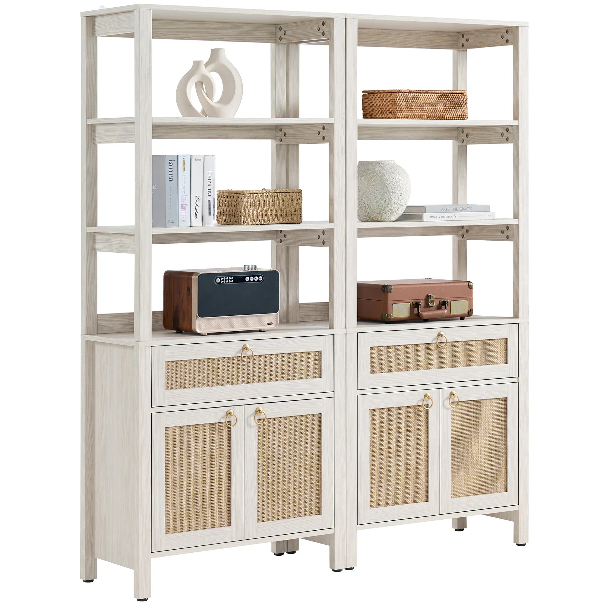 Terra 68.5Inch Bookshelf with Drawers