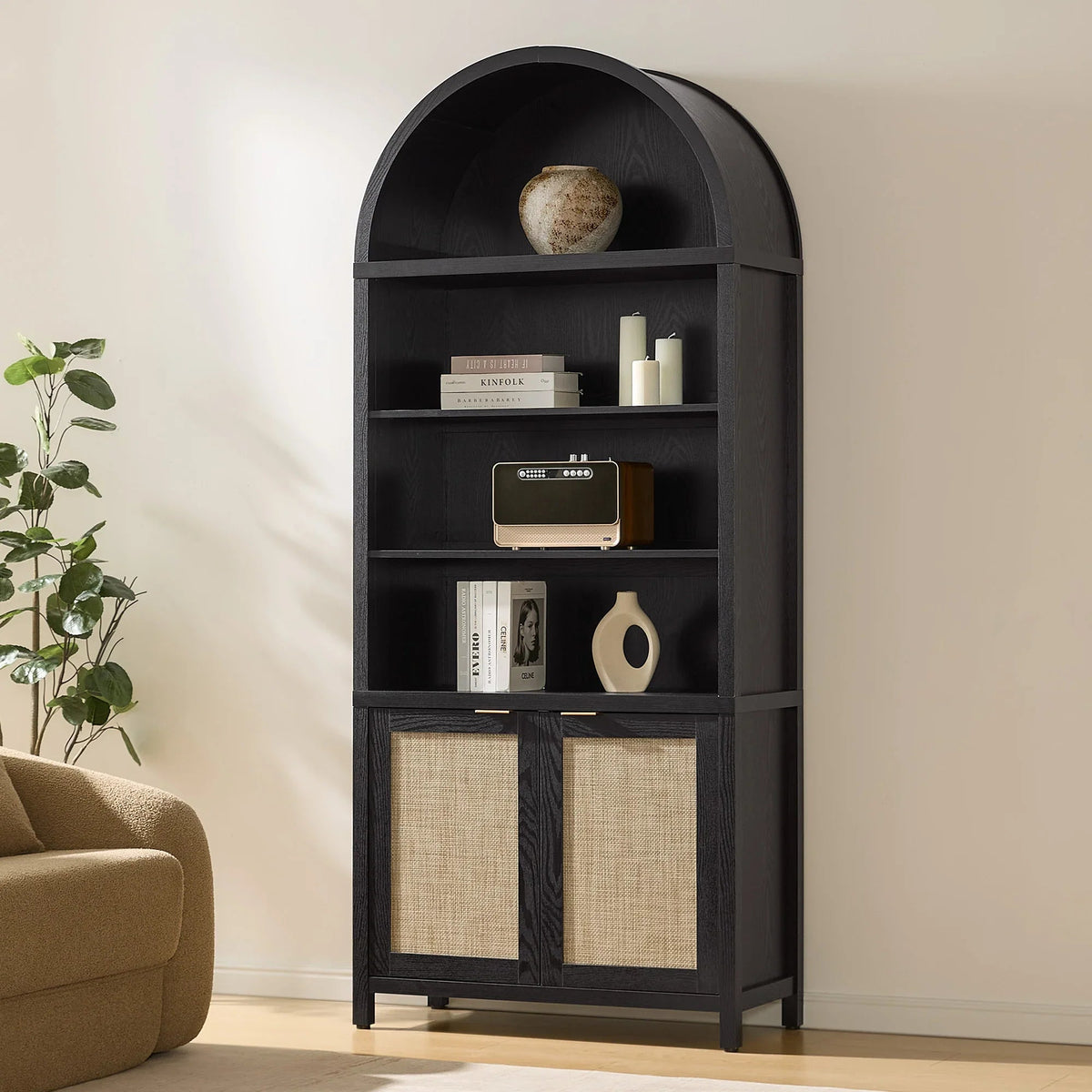 Savanna Arched Bookcase with Doors, Set of 2