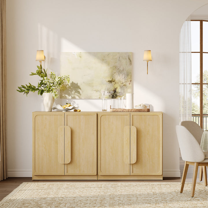 Arcus 2 Doors Sideboard Buffet Cabinet, 31.5Inch Wide - Sandbar Oak - 2 Pieces