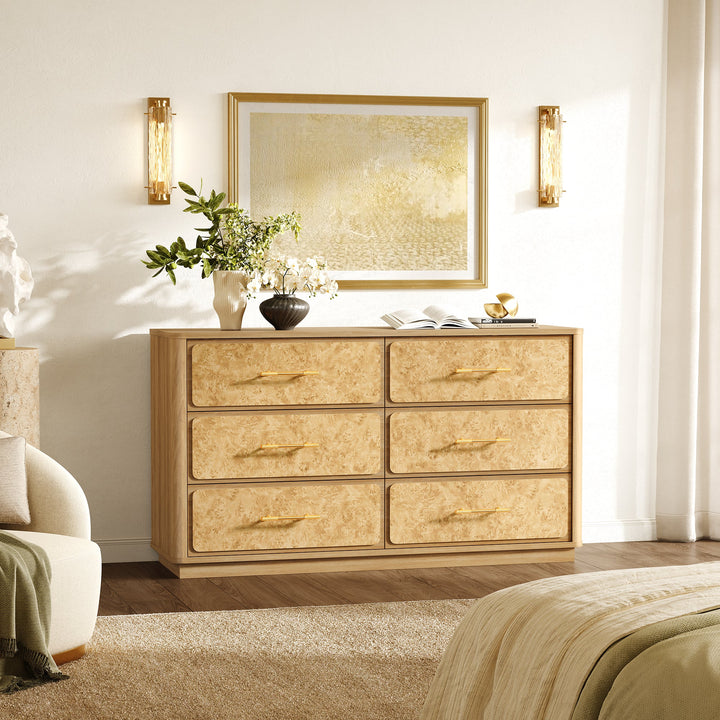 Burluxe Luxury Modern 6 Drawers Dresser, Set of 2