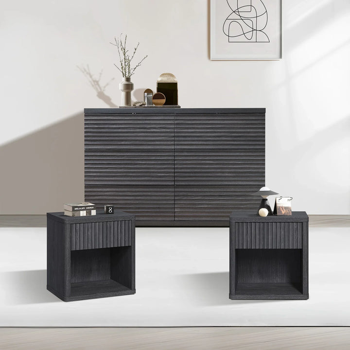 Stria 6 Drawers Dresser and Cas Nightstands Set