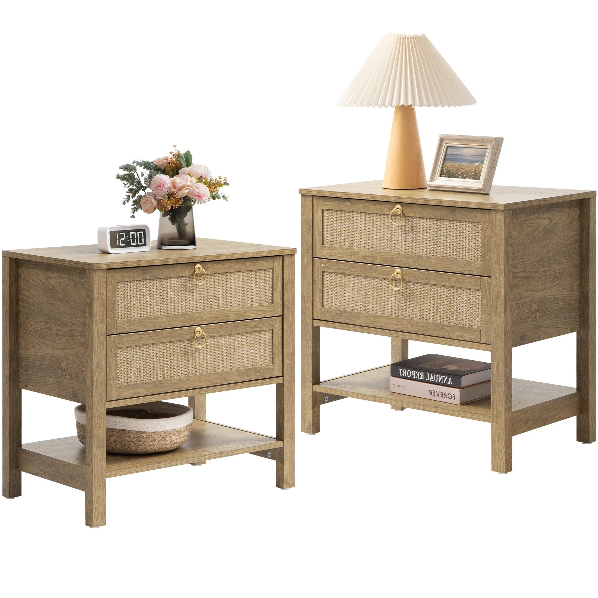 Terra 4 Doors Sideboard and 2 Drawers Nightstands Set for Living Room