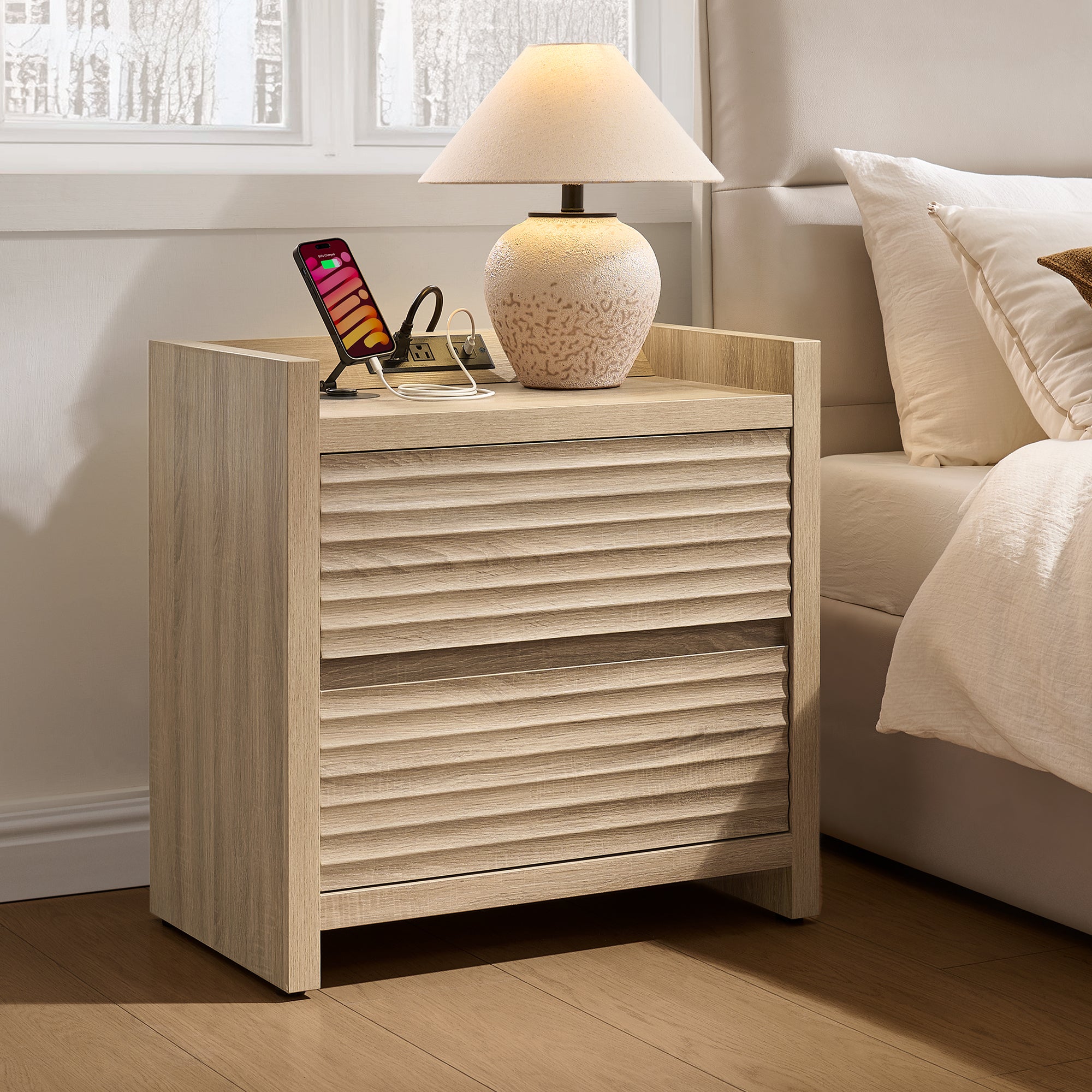 Prelude 2-Drawer Nightstand, Charging Station