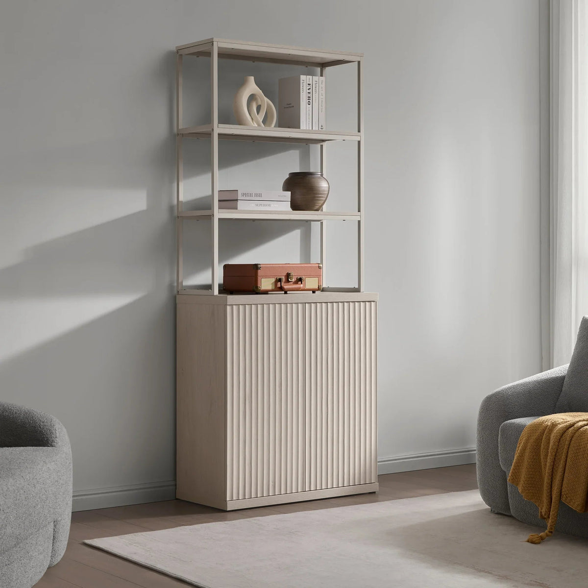Stria Book Shelf with Doors, Set of 2