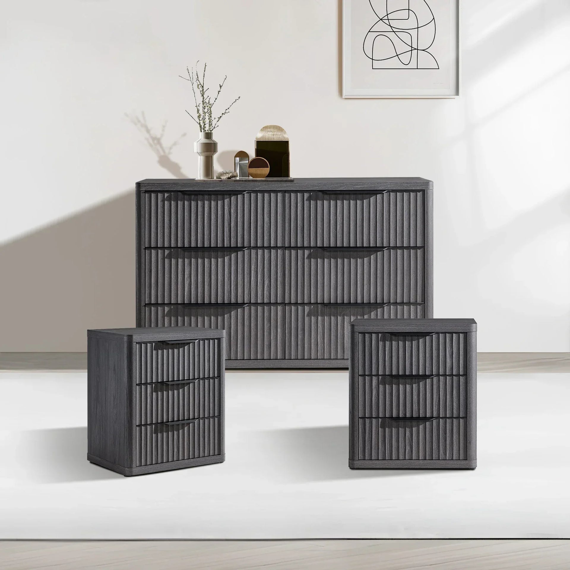 Cas 6 Drawers Dresser 3 Drawers Nightstands Set
