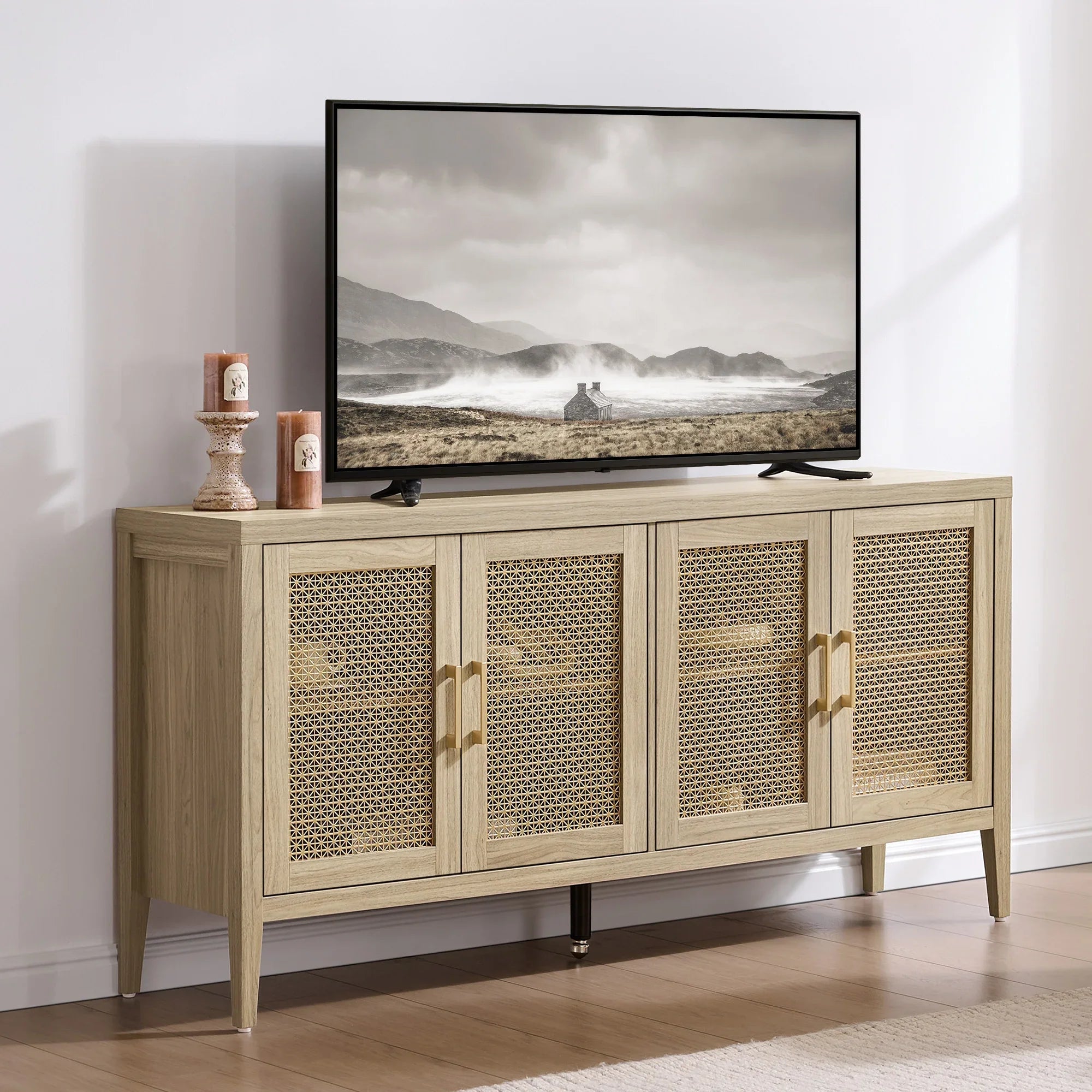 Andy TV Stand with 4 Doors - 1 Piece - Espresso Brown