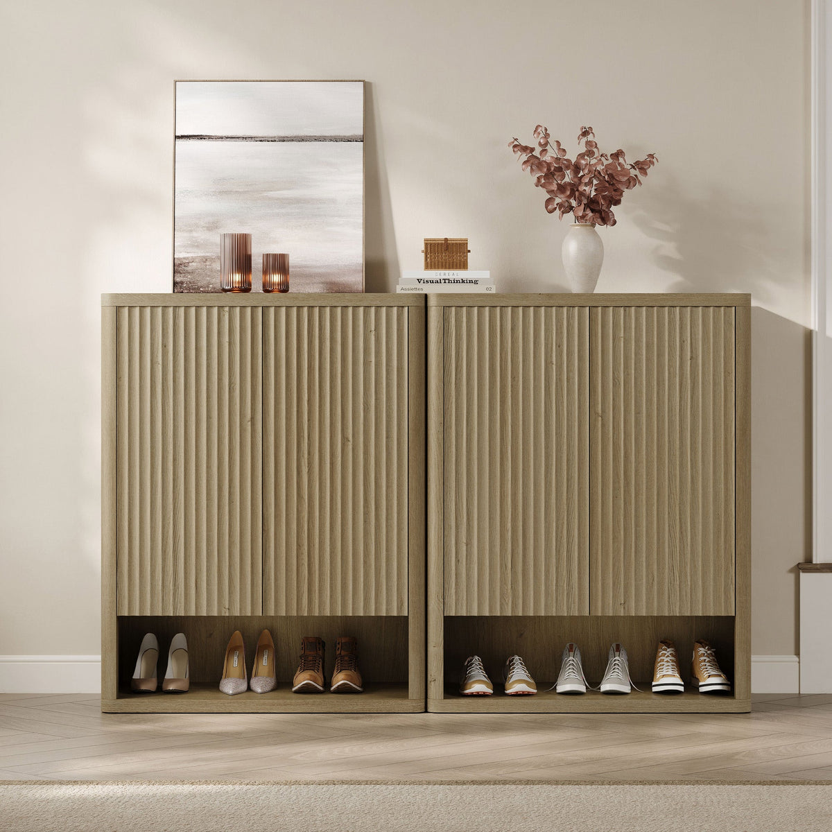 Cas Shoe Cabinet with 2 Doors, Entryway Storage, Set of 2