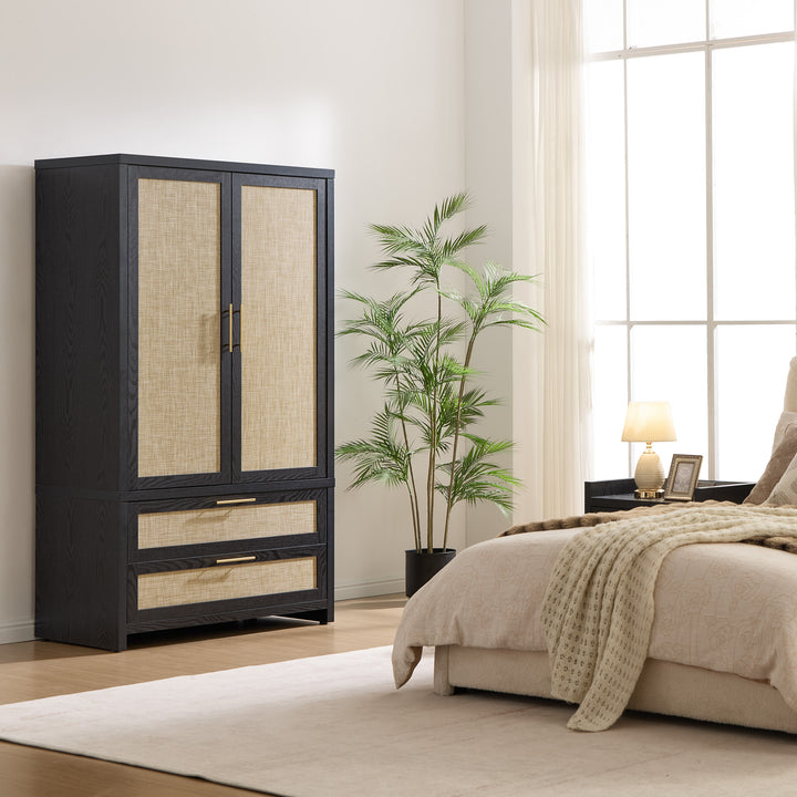 Savanna Rattan Wardrobe, 2 Drawers