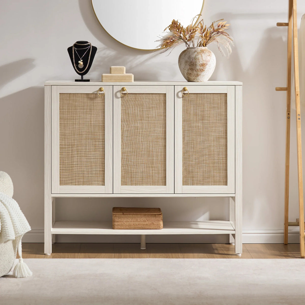 Terra White Shoe Cabinet, 3 Doors