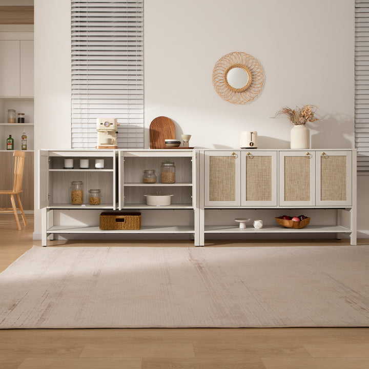 Terra TV Stand, 4 Doors, White Cream Oak, Set of 2