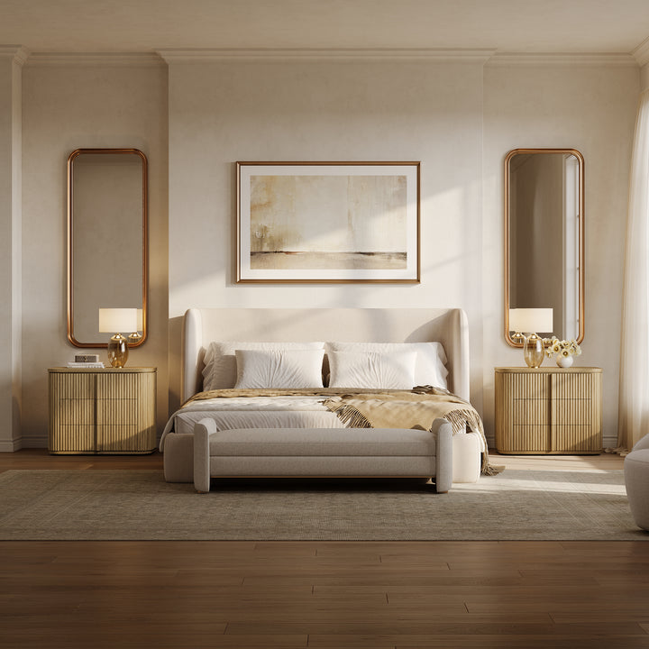 Ripple 3-Drawer Nightstand, Solid Wood Handle