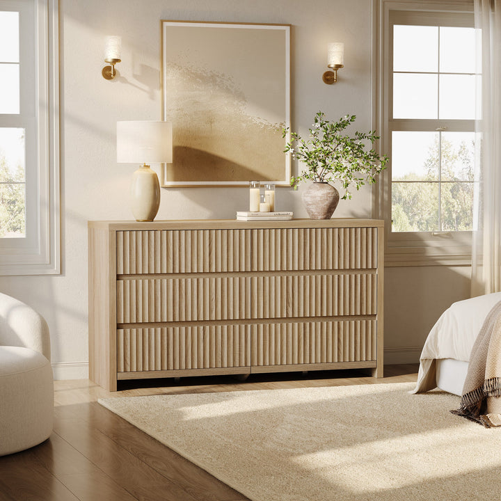 Prelude Modern Dresser with 6 Drawers, 55-Inch Wide