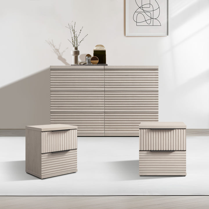 Stria 6-Drawer Dresser and Nightstands Set