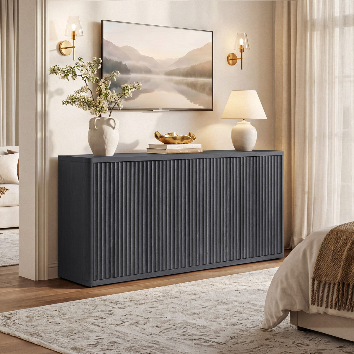 Cas TV Stand with 4 Doors - White Alder - 1 Piece