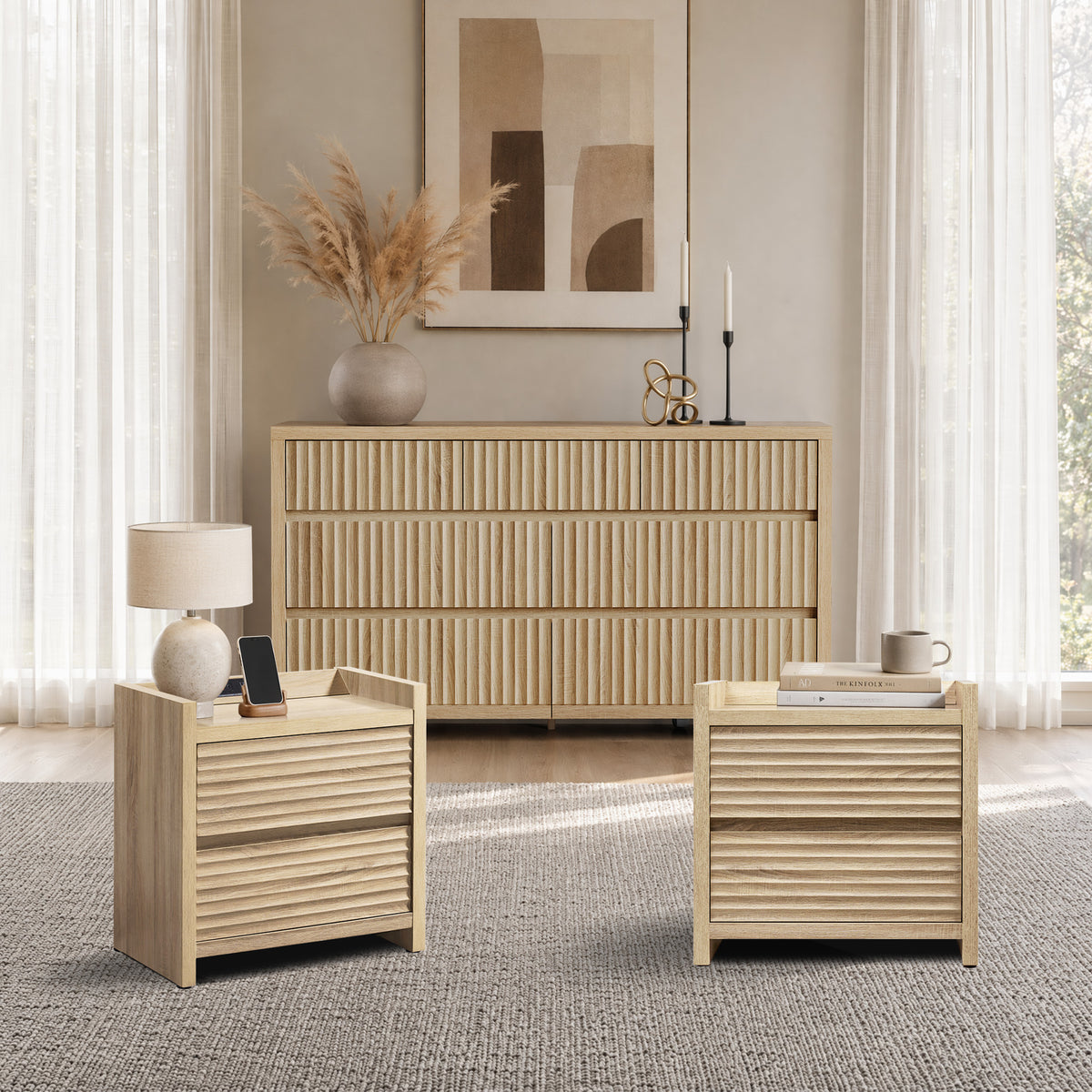 Prelude Dresser and Horizontal-Flat Nightstands Sets