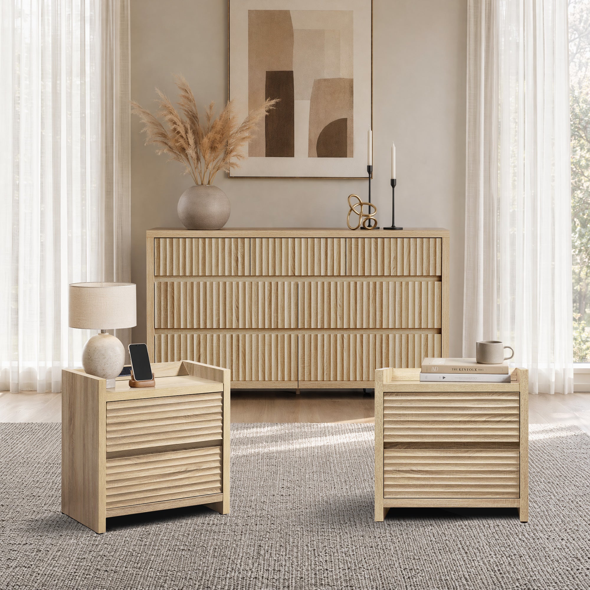 Prelude Dresser and Horizontal-Flat Nightstands Sets