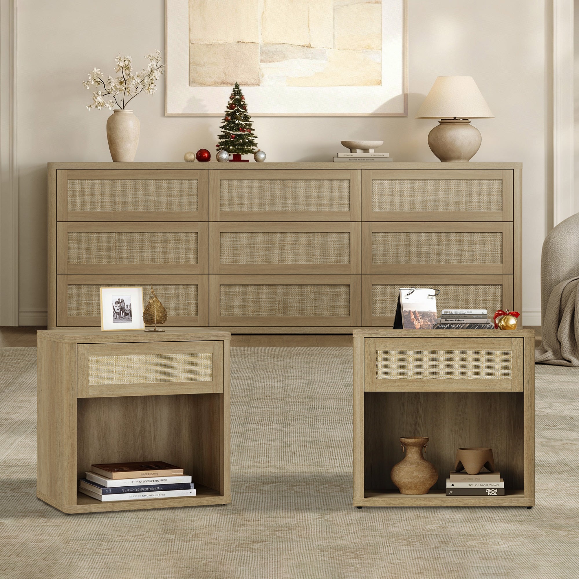 Zura Large-Size Bedroom Sets, Rattan Style