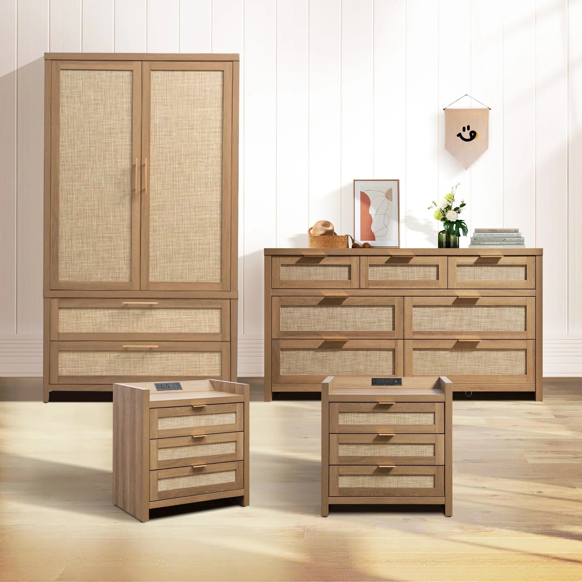 Savanna Dresser, Nightstand and Wardrobe Bedroom Set