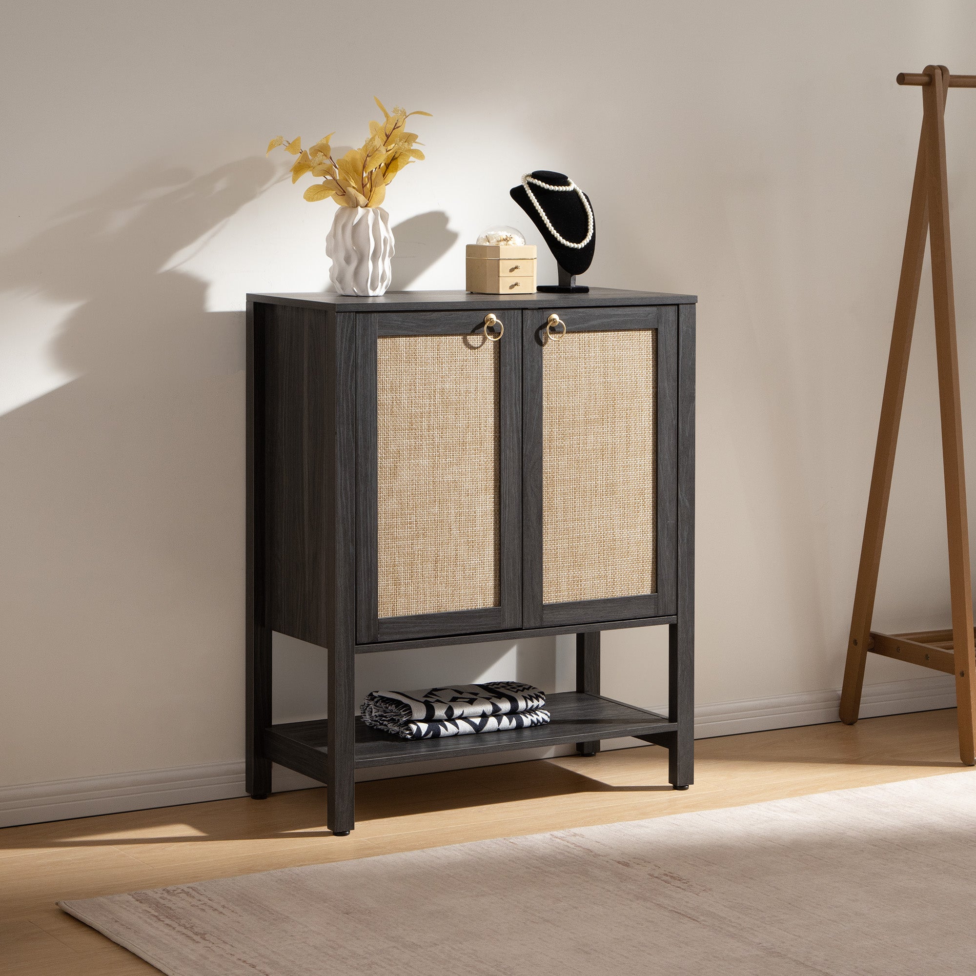 Terra Black Shoe Cabinet, 2 Doors