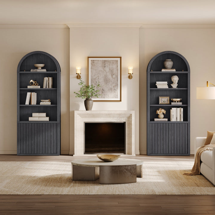 Cas Arched Bookcase with 2 Doors, 82 Inches Tall