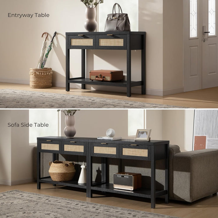 Savanna Black Console Table, Entryway Storage