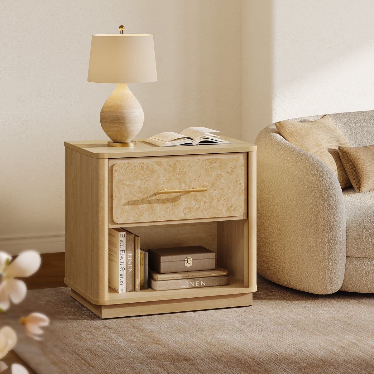 Burluxe 24.8'' Wide Night Table with Storage