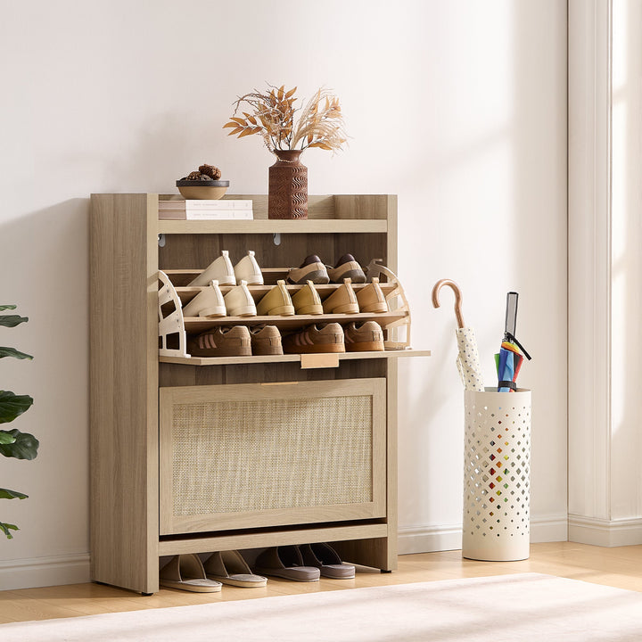 Savanna Rattan Double Flip Shoe Cabinet, Set of 3