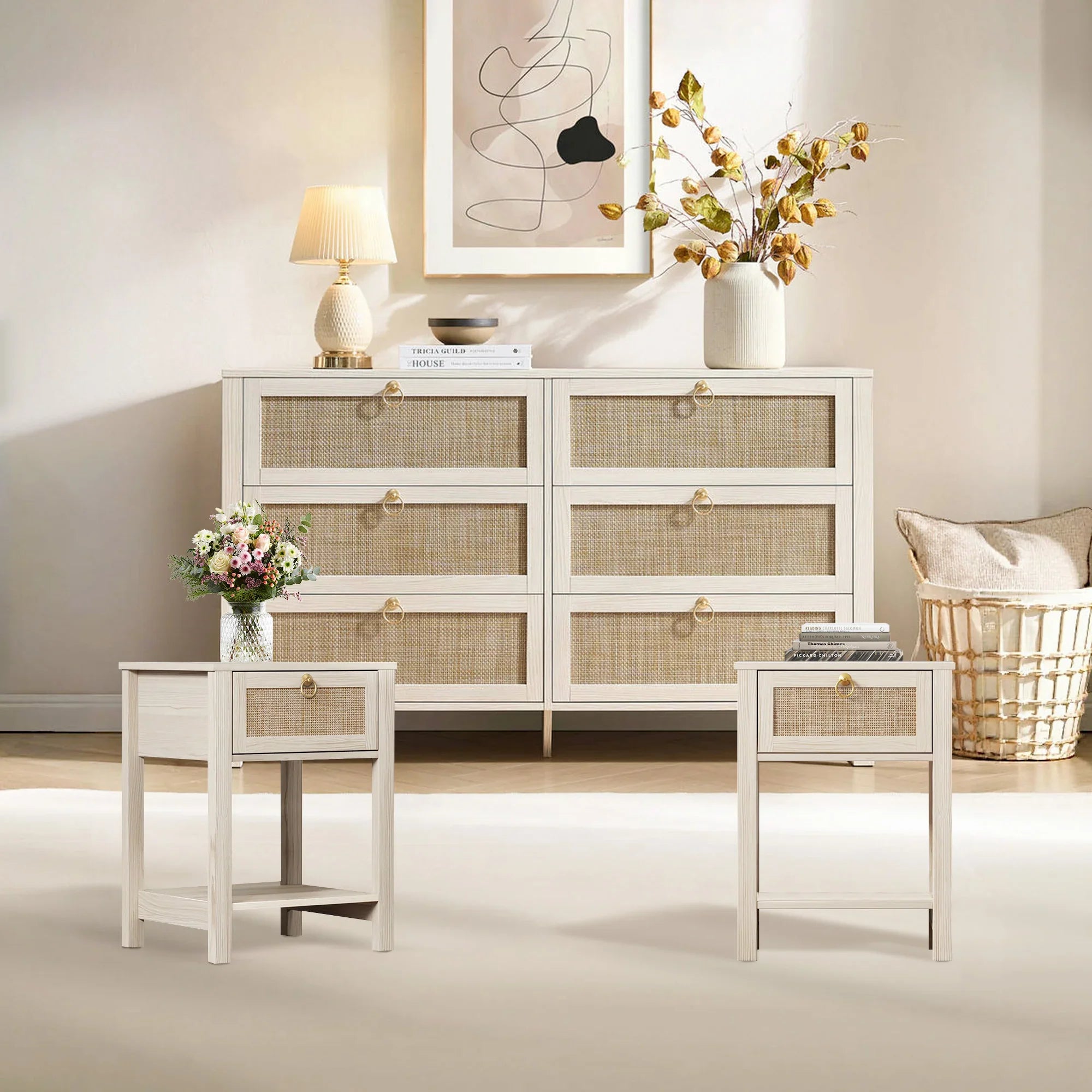 Terra 6 Drawers Dresser and 1 Drawer Nightstands Set