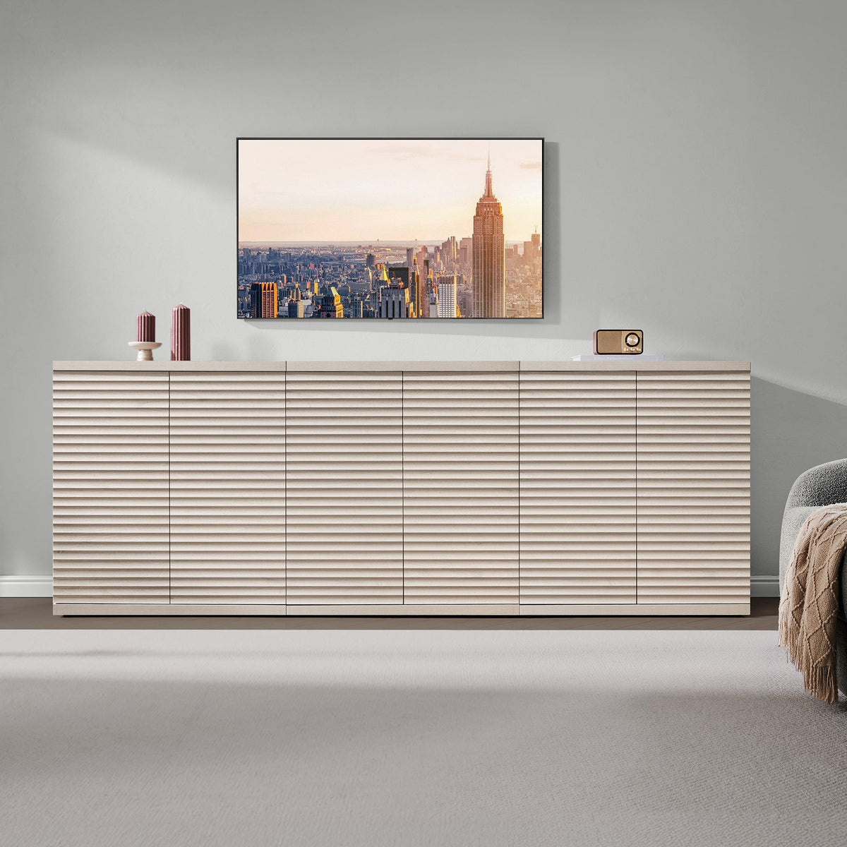 Stria TV Stand with 2 Doors, Up to 100'' TVs