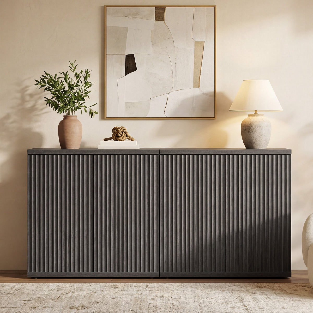 Stria Fluted Sideboard Cabinet with 2 Doors
