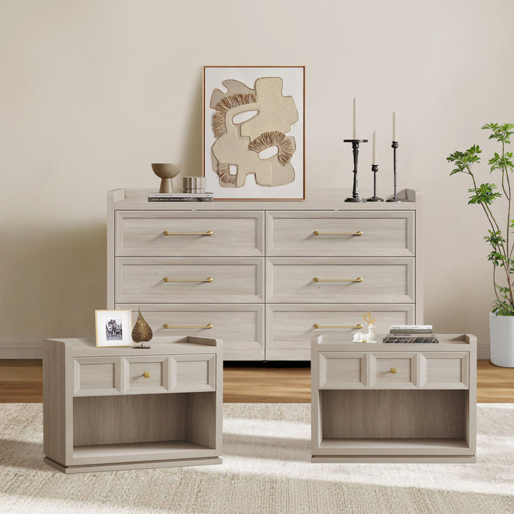 Helio 6-Drawer Dresser and Large Nightstands Set