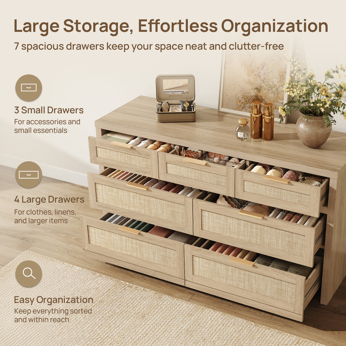 Savanna Bedroom Dresser with 7-Drawer, 53'' Wide