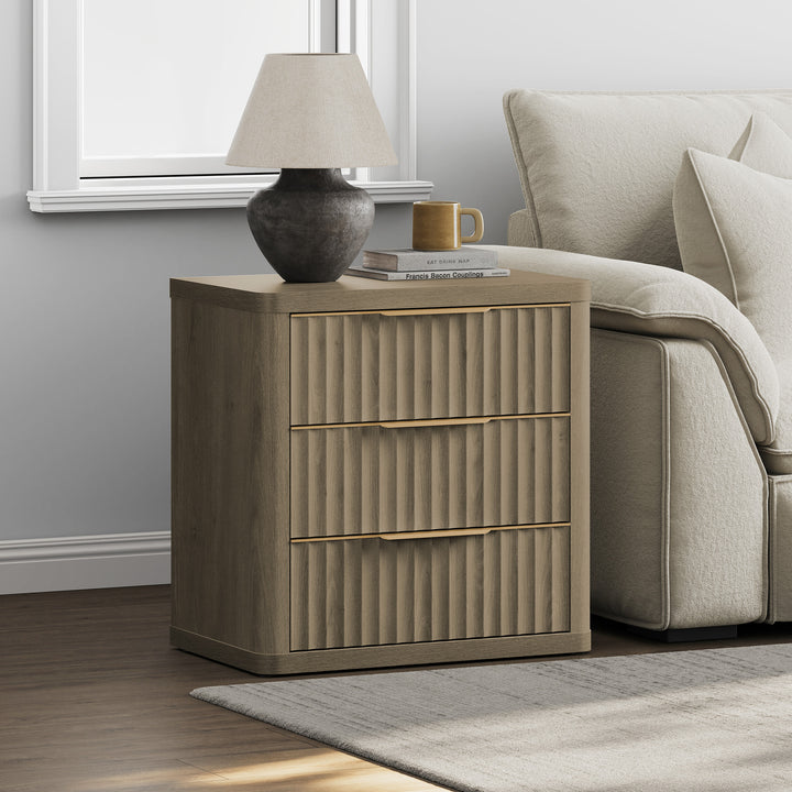 Cas Nightstands 3 Drawers, Golden Handle